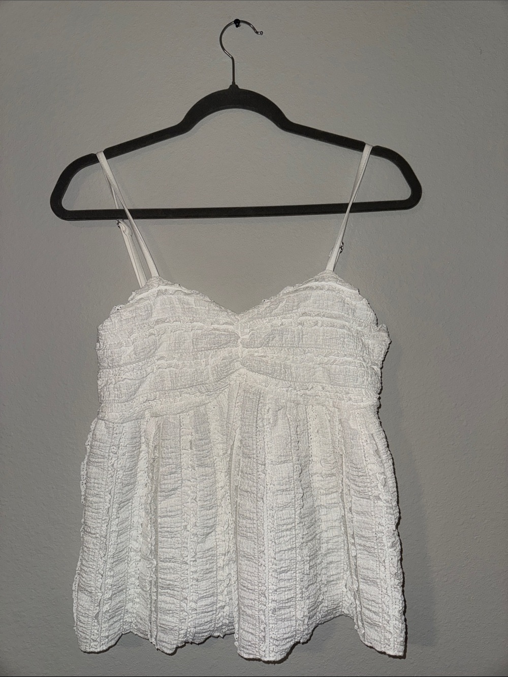 White Textured Sleeveless Camisole Top